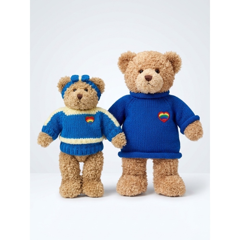 Gund Penny Bear Co Plush Set Vintage Retro Y2K Rainbow Heart Blue Sweaters 2pc